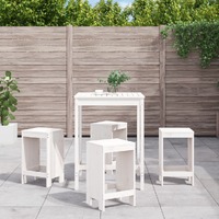  5 Piece Garden Bar Set White Solid Wood Pine