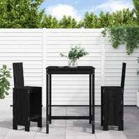  3 Piece Garden Bar Set Black Solid Wood Pine