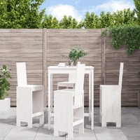  5 Piece Garden Bar Set White Solid Wood Pine