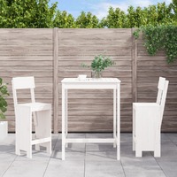  3 Piece Garden Bar Set White Solid Wood Pine