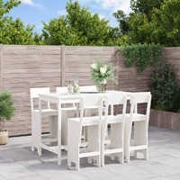  7 Piece Garden Bar Set White Solid Wood Pine