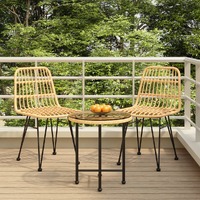  3 Piece Garden Dining Set Poly Rattan