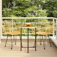  3 Piece Garden Dining Set Poly Rattan