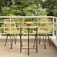  3 Piece Garden Dining Set Poly Rattan