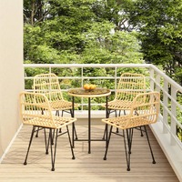  5 Piece Garden Dining Set Poly Rattan