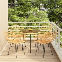  5 Piece Garden Dining Set Poly Rattan