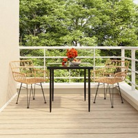  3 Piece Garden Dining Set Poly Rattan