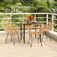  5 Piece Garden Dining Set Poly Rattan