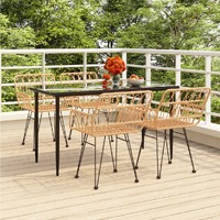  5 Piece Garden Dining Set Poly Rattan