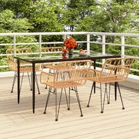  5 Piece Garden Dining Set Poly Rattan