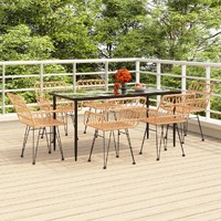  7 Piece Garden Dining Set Poly Rattan
