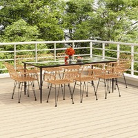  9 Piece Garden Dining Set Poly Rattan