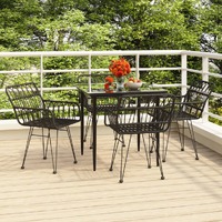  5 Piece Garden Dining Set Black Poly Rattan
