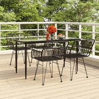  5 Piece Garden Dining Set Black Poly Rattan