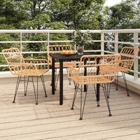  5 Piece Garden Dining Set Poly Rattan