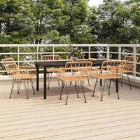  7 Piece Garden Dining Set Poly Rattan