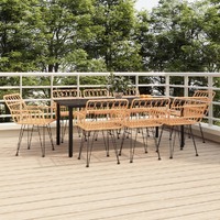  9 Piece Garden Dining Set Poly Rattan