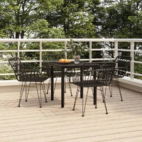  5 Piece Garden Dining Set Black Poly Rattan