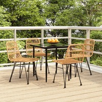  5 Piece Garden Dining Set Poly Rattan