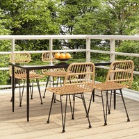  5 Piece Garden Dining Set Poly Rattan