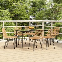  7 Piece Garden Dining Set Poly Rattan