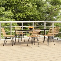  7 Piece Garden Dining Set Poly Rattan