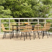  9 Piece Garden Dining Set Poly Rattan