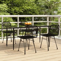 5 Piece Garden Dining Set Black Poly Rattan