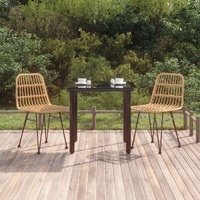 3 Piece Garden Dining Set Poly Rattan