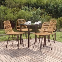  5 Piece Garden Dining Set Poly Rattan