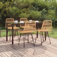  5 Piece Garden Dining Set Poly Rattan
