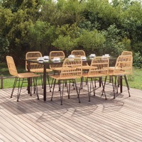  9 Piece Garden Dining Set Poly Rattan