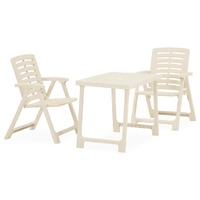 3 Piece Folding Bistro Set Plastic White