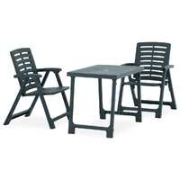  3 Piece Folding Bistro Set Plastic Green