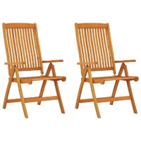  Folding Garden Chairs 2 pcs Solid Wood Eucalyptus