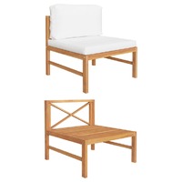  Middle Sofa with Cream Cushions Solid Teak Wood
