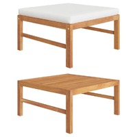  Footrest with Cream Cushion Solid Teak Wood