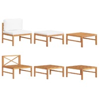  3 Piece Garden Lounge Set with Cream Cushions Teak Wood