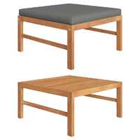  Footrest with Dark Grey Cushion Solid Teak Wood