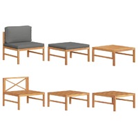  3 Piece Garden Lounge Set with Dark Grey Cushions Teak Wood