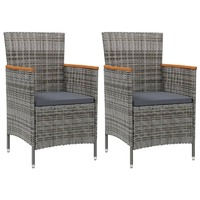  Garden Dining Chairs 2 pcs Poly Rattan Grey