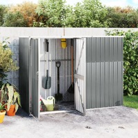  Garden Tool Shed Grey 225x89x161 cm Galvanised Steel