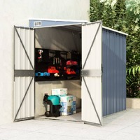  Wall-mounted Garden Shed Grey 118x194x178 cm Galvanised Steel