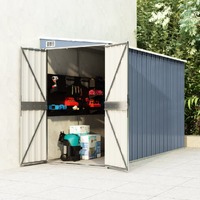  Wall-mounted Garden Shed Grey 118x288x178 cm Galvanised Steel