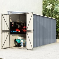  Wall-mounted Garden Shed Grey 118x382x178 cm Galvanised Steel