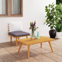  2 Piece Garden Lounge Set with Cushions Solid Acacia Wood
