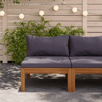  Sectional Middle Sofa with Dark Grey Cushions Solid Acacia Wood