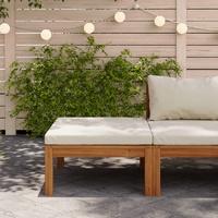  Footrest with Cream White Cushion Solid Acacia Wood