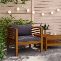  Garden Chair with Dark Grey Cushions Solid Acacia Wood