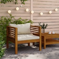  Garden Chair with Cream White Cushions Solid Acacia Wood